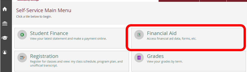 Financial Aid tile in Self-Service