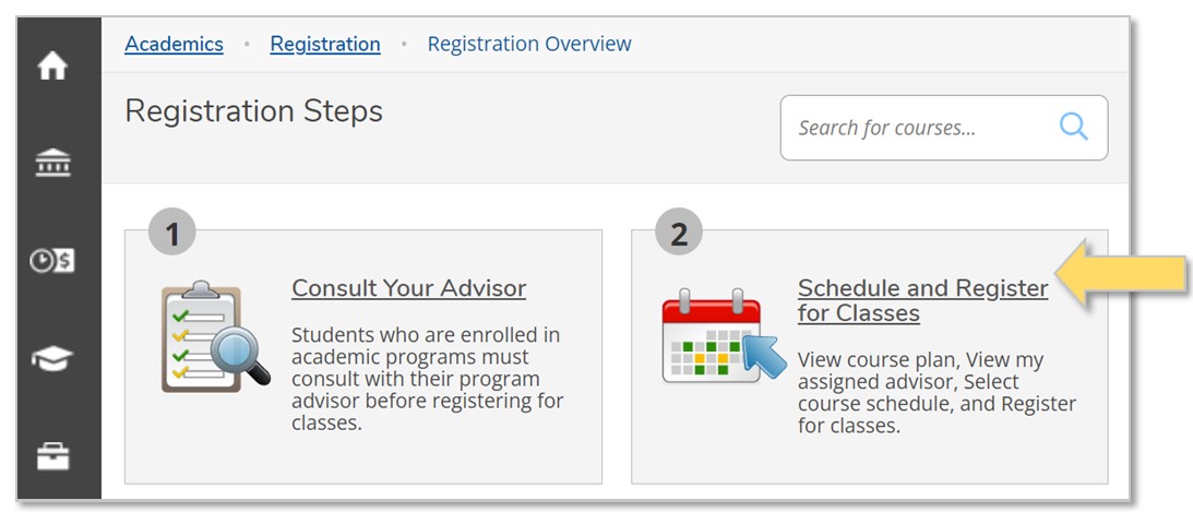Screenshot of Self-Service "Registration Steps" screen