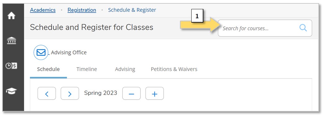 Screenshot of Self-Service "Schedule and Register for Classes"