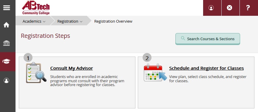 Schedule and Register for Classes link