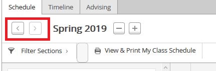 Arrow buttons to switch semesters
