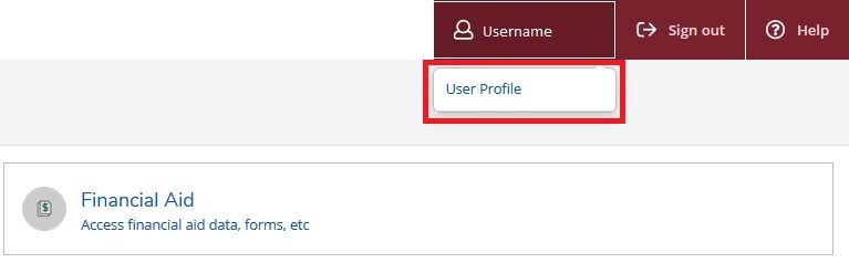 Self-Service user profile link