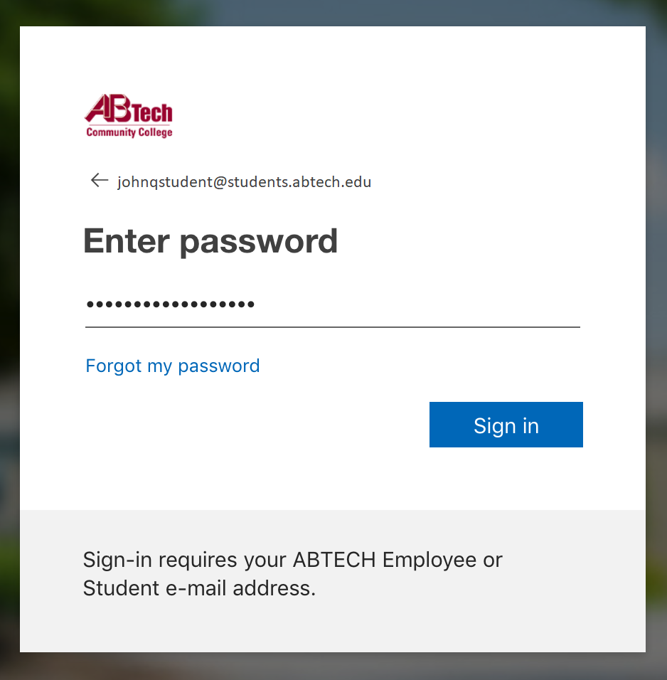 Enter password screen