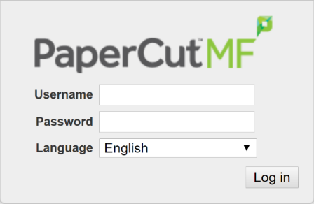 PaperCut Login screen