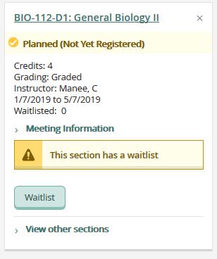Waitlist Button in Self Service