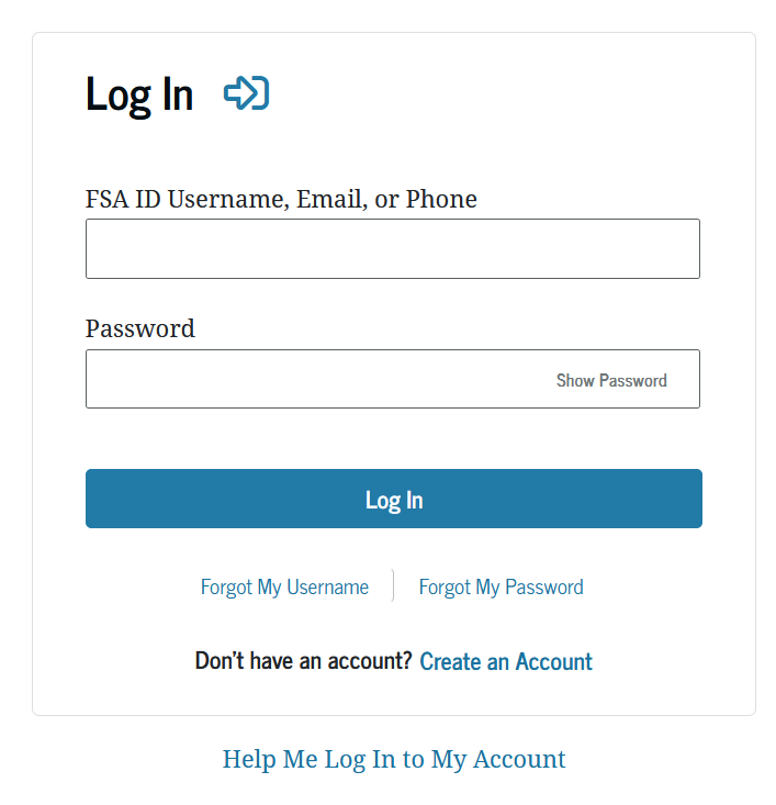 FSA ID login page