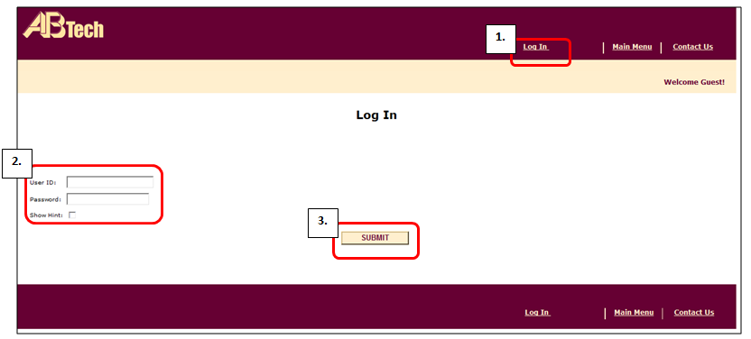 WebAdvisor login page