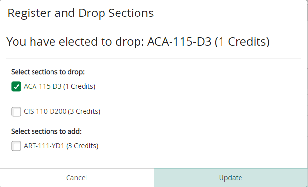 Screenshot of Self Service Buttons