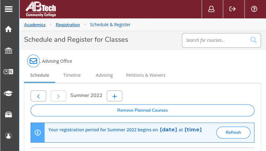 Screenshot of Selfservice Registration Time