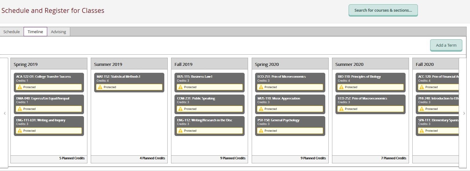 Screenshot of Selfservice Timeline