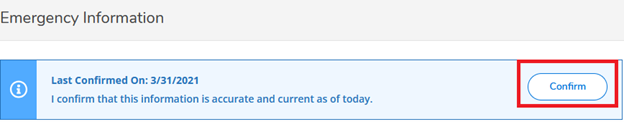 Picture of Emergency Information confirmation