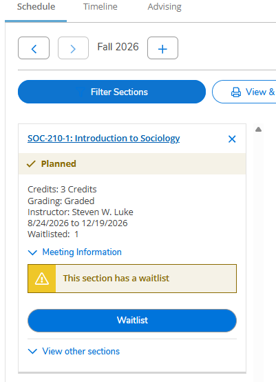 image showing view other sections link in Self Service